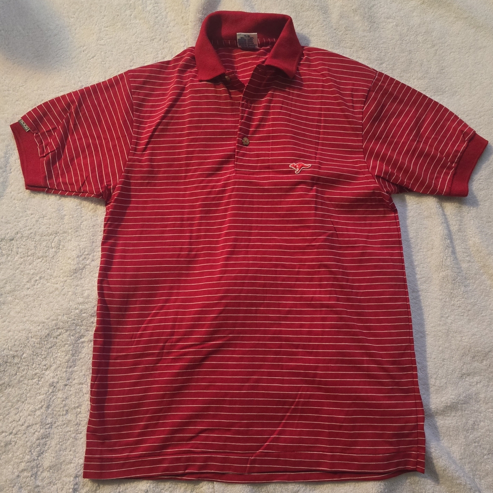 kangaROOS Red and White Striped Polo Shirt